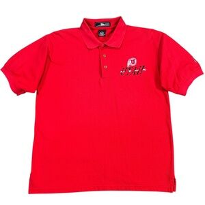 Vintage 90’s University Of Utah Utes Football Polo Shirt Men’s L Embroidered Red